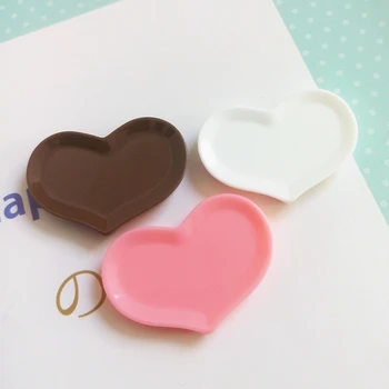 Tanduzi 20BUC Rășină Inima în Formă de Farfurie Pentru Decor DIY Kawaii Cabochon Mini Plăci de Rășină Flatback Roz Ciocolată Albă