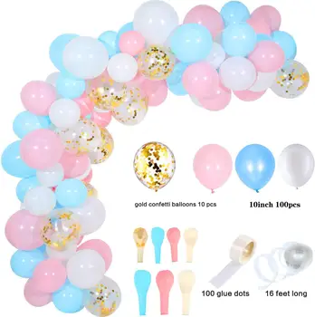 112pcs Roz Albastru Balon Ghirlanda Arc Kit de Aur Confetti Latex, Baloane cu Aer Pack Pentru Copil de Dus la Petrecerea de Ziua Decor Consumabile