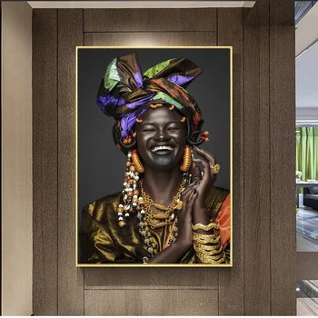 Africa de Râs Negru Femei Figura Panza Pictura pe Perete Postere de Arta, Printuri Poza Perete pentru Camera de zi Acasă Cuadros