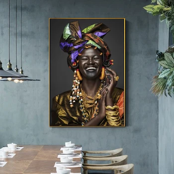 Africa de Râs Negru Femei Figura Panza Pictura pe Perete Postere de Arta, Printuri Poza Perete pentru Camera de zi Acasă Cuadros