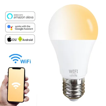 WiFi Bec Inteligent Estompat 15W E27 B22 Lampă cu Led-uri App Funcționează Alexa Google Asistent de Control Trezesc Inteligent Lampa cu Lumina de Noapte