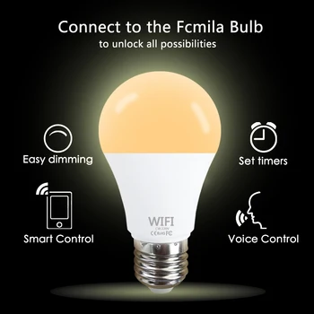 WiFi Bec Inteligent Estompat 15W E27 B22 Lampă cu Led-uri App Funcționează Alexa Google Asistent de Control Trezesc Inteligent Lampa cu Lumina de Noapte