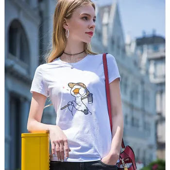 CZCCWD Ropa Mujer 2019 Vara Nou Animal Print Femeie T-shirt Harajuku Kawaii Desene animate Duck Tricou Femei Tumblr Streetwear Tricou
