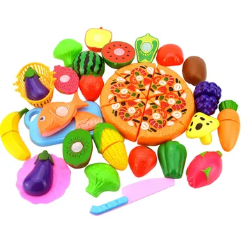 2019 Vânzare Fierbinte Bucătărie Din Plastic Alimentar De Fructe Și Legume De Tăiere Copii Pretinde A Juca Jucărie De Învățământ Pentru Siguranța Copiilor Bucatarie Jucarii Seturi