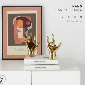 VILEAD de Aur, Portelan Gest cu Degetul Figurine Ornamente Moderne Acasă Decorare Camera Desktop Statuie Cadouri