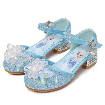 4-12 Ani Copii Vechi De Vara Pantofi De Cristal Moda Frozen Elsa Sweet Bow Copii Balerini Pentru Fetite Baby Disney Princess Pantof