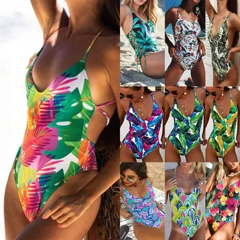 Frunze de Imprimare Monokini Femei Sexy O singură Bucată de costume de Baie NOU Body Bandaj Costume de baie Push-Up Brazilian Costum de Baie pe Plajă Uzura 2019