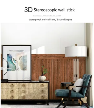 3D imitație de lemn autocolante de perete de Lux, sufragerie tapitat cu pereți din lemn lambriuri tavan auto-adeziv tapet