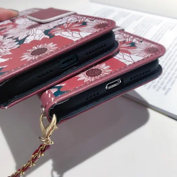 Flori Model Flip Portofel Caz Pentru iPhone 11 Pro Max SE 2020 XS XR X 8 7 Plus Cazuri de Telefon din Piele Suport Card husa cu Curea