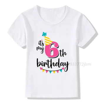Desene animate pentru copii Lumanare de Ziua de nastere cu Numarul 6 de Imprimare T-shirt Băiat și Fată Sunt 6 Cadou Amuzant Tricou Copil de 6 Ani Tricou Copii Topuri