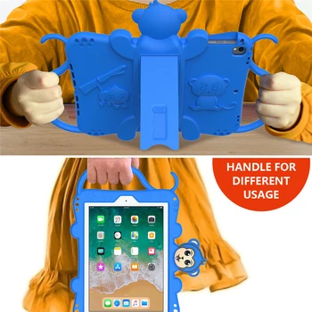 Desen animat Maimuță Silicon Tableta Caz Pentru iPad Aer Air2 Pro 9.7 inch 2017 2018 Caz, Copii Robust rezistent la Șocuri Mâner Moale Capacul suportului