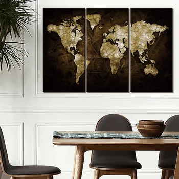 3 Piese Tablouri Canvas Decor Acasă HD Printuri harta lumii Poze Poster de Arta de Perete