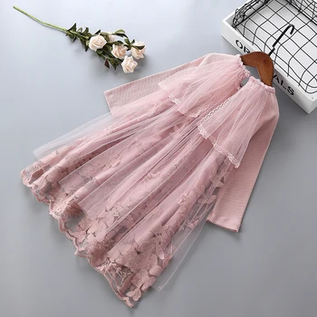 1-7 ani de Înaltă calitate fata rochie 2019 noua moda plasă de dantelă flori copil haine copii fete de partid formale rochie de printesa