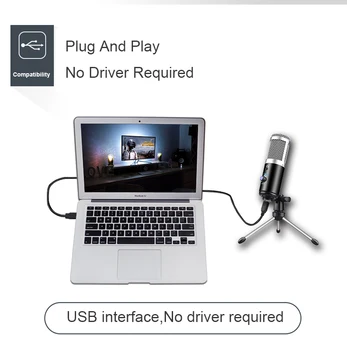Profesionale Condensator Microfon USB pentru PC Folosesc pentru Youtube Skype Înregistrare Streaming Twitch Overs Vocale Podcasting