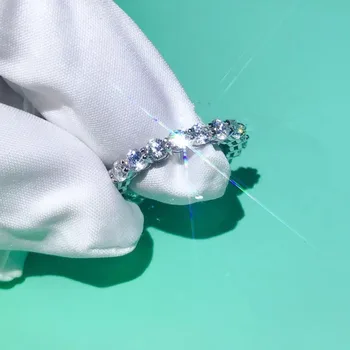 Singur rând inlay Laborator Diamant Inel argint 925 Bijou Logodna Nunta trupa Inele pentru Femei Petrecerea de nunta Bijuterii Cadou