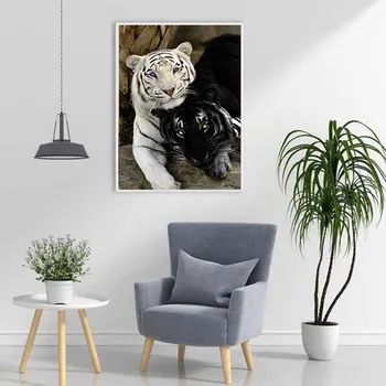 Tiger DIY 5D Diamant Tablou Plin Patrat/Rotund Burghiu de Animale Diamont Broderie Cusatura Cruce Rășină de Mozaic lucrate Manual, Cadou