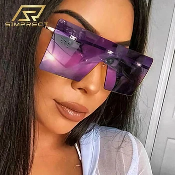 SIMPRECT fără ramă Supradimensionat ochelari de Soare Femei 2021 Moda Pătrat Oglindă Ochelari de Soare de Brand Designer de Epocă Nuante Pentru Femei