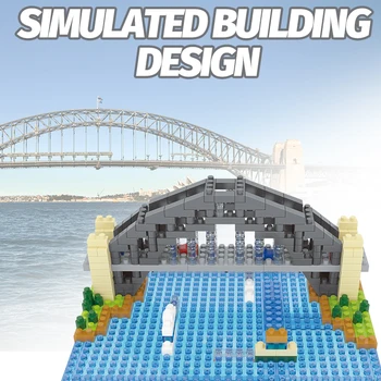 Oraș Renumit Arhitectura Sydney Harbour Bridge Diamond Mini Blocuri Creator Casa Inteligenta Cărămizi Jucarii Pentru Copii
