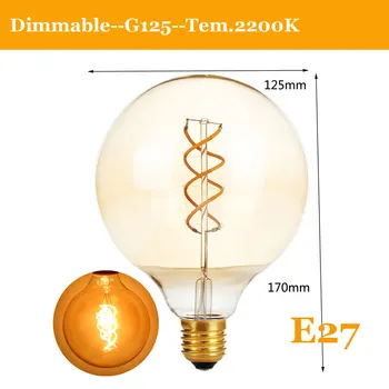 E27 Epocă LED Edison Bec Estompat Retro Carbon Lampa 220V A60 T30 G80 ST64 G95 G125 Tungsten Iluminat Interior Decor