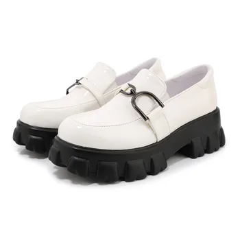 2020 Primăvară Nouă Slip ons Superficial Pantofi Femei Lanț de Metal Cataramă Platforma Indesata Toc Pantofi Casual Mocasini 33-46 sapato feminino