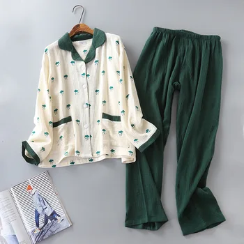 Japonez stil nou de primăvară și de toamnă doamnelor bumbac spălate textura creponata dublu de tifon cardigan butonul pijamale acasă femeile de serviciu