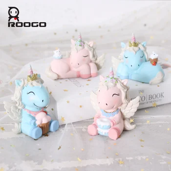 Roogo Tort De Decorare Rășină Unicorn Home Decor Creativ Ornament Cele Mai Bune Figurine Miniaturale Pentru Copii Fairy Garden