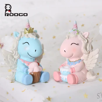 Roogo Tort De Decorare Rășină Unicorn Home Decor Creativ Ornament Cele Mai Bune Figurine Miniaturale Pentru Copii Fairy Garden
