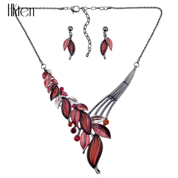 MS1504616 Moda Bijuterii Seturi de Inalta Calitate Seturi de Colier Pentru Femei Bijuterii de Cristal Roșu Rășină Frunze Unice de Design de Cadouri