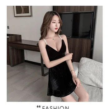Vară Rochie de Femei Noi V-gât Adânc Sling Rochie fără Mâneci Stil coreean Culoare Solidă Subțire O-linie Bottom Rochii LL210