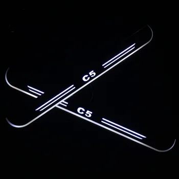 Personalizat Logo-ul Auto Pentru Citroen C5 2016 2017 2018 Mișcare a DUS Pedala de bun venit Masina Scuff Placa Pedala Pragului de Ușă Cale de Lumină