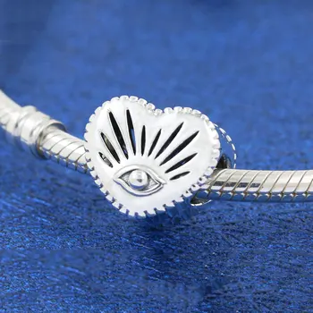 Iarna Noi Argint 925 All-văzând Ochi si Inima Farmecul Margele de Argint se potrivesc Original Pandora Brățară DIY Bijuterii