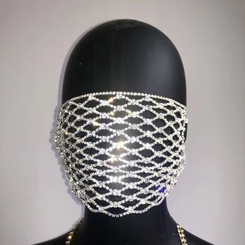 Stonefans Trendy Bling Stras Fata Maska Bijuterii pentru Femei Hollow Elastic Față Bijuterii Club de Noapte Bijuterii