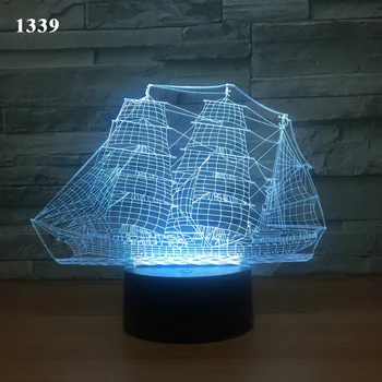 Navigatie 3D Mare Vas tema Lampă cu LED 7 Culori Schimbare Iluzie Lumina de Noapte USB Masă de Birou Decor Iluminat Dropship