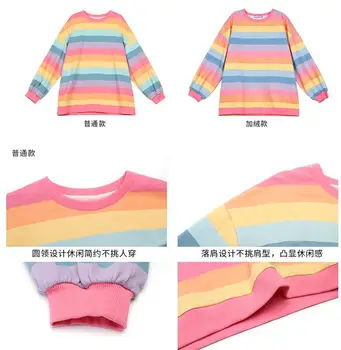 Roz cu Dungi Curcubeu Supradimensionat 2xl Tricouri Pentru Femei de Vară 2020 Maneca Lunga O-neck T Shirt Stil coreean Doamnelor Topuri Tricouri