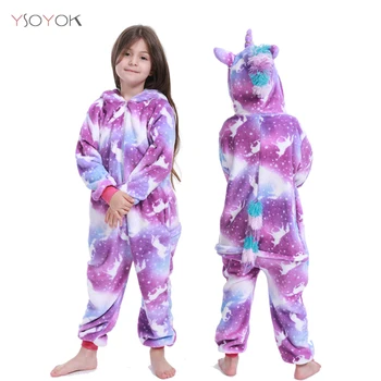 Kigurumi Pijamale Copii Unicorn Animal Licorne Hăinuțe de Iarnă, Pijamale Copii, Pijamale pentru Fete Baieti Costum Copii Pijamale Copii