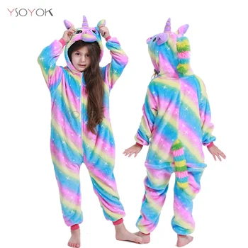 Kigurumi Pijamale Copii Unicorn Animal Licorne Hăinuțe de Iarnă, Pijamale Copii, Pijamale pentru Fete Baieti Costum Copii Pijamale Copii
