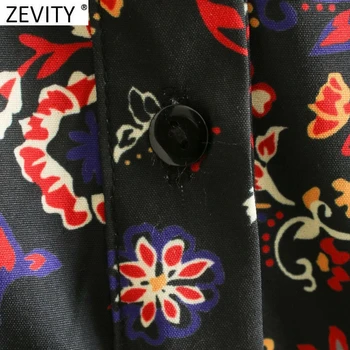 Zevity Noi Femeile Epocă Nuci Caju imprimeu Floral Bluza Casual Office Doamnelor Tiv Elastic Tricouri Chic Combinezon Blusas Topuri LS7357