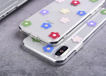 Clar Artă Moale TPU Flori de Telefon Mobil Caz Pentru Apple iPhone X XR XS Max 8 7 6 6S Plus Transparente Colorate Minunat Acoperi Caz