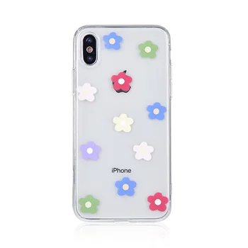 Clar Artă Moale TPU Flori de Telefon Mobil Caz Pentru Apple iPhone X XR XS Max 8 7 6 6S Plus Transparente Colorate Minunat Acoperi Caz