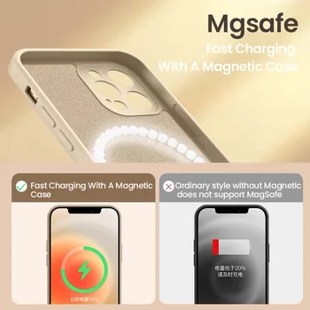 Magnetic Original Lichide de Silicon Lux de Caz Pentru iPhone 12 Pro Max 12 Mini rezistent la Șocuri Capac Moale de Sprijin Pentru Magsafe Wireless