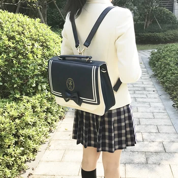 Anglia Stil Preppy JK Uniforme Drăguț Arc Rucsac Japoneză Lolita Vintage Geanta Messenger Umeri Sac Multifuncțional Genți de mână PU