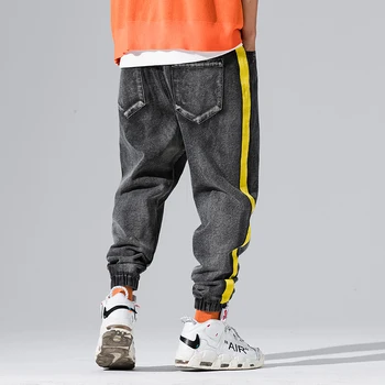2020 Streetwear Joggeri Bărbați Dungă Galbenă Îmbinat Blugi Pantaloni Scrisoare Design Jogger Mens Pantaloni Cargo Pantaloni Harem