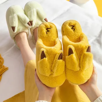 Femei Pluș, Papuci de Cald Iarna 3D Drăguț Caroon Iepure Talpă Moale Pantofi Barbati Cupluri Acasă Interior Dormitor Doamnelor Alunecare Pe Blana Diapozitive