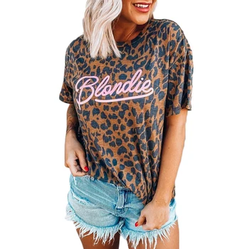 Vicabo 3XL Maro Leopard Tricou de Vara O Scrisoare de Imprimare Gât T-shirt Femei Casual High Street Weartops Femeie Teuri de Sus