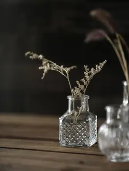 Mini Vaza De Sticla Retro Transparent Desktop Ornamente Decor Aranjament De Flori Vaza Încă De Viață Recuzită Fotografie