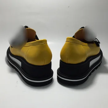 Femeile Design De Lux Piele Naturala Platforma Pantofi Loafer Black Galben Toamna Iarna Noi De Moda Casual, Mocasini Comozi