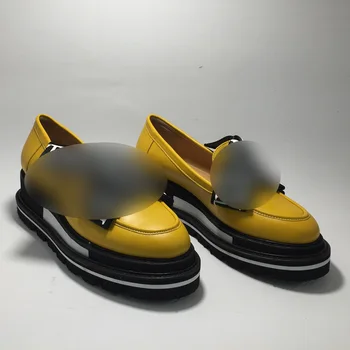 Femeile Design De Lux Piele Naturala Platforma Pantofi Loafer Black Galben Toamna Iarna Noi De Moda Casual, Mocasini Comozi