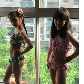 Noi de Vara Fete Close-montaj Elastic Floare Tipărite de costume de Baie Fete Împărțit în Două piese de Costume de baie pentru Copii Infantil Bikini Întreguri