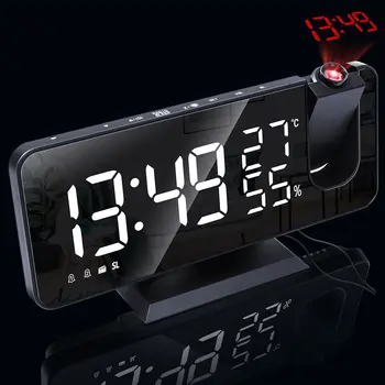 LED Digital Ceas cu Alarmă Ceas de Masa Electronice Ceasuri pentru Desktop USB serviciu de Trezire Radio FM Timp Proiector Funcție de Amânare 2 Alarma 2#