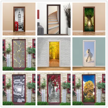 Simplu Stil European Autocolante pe Ușile de Proiectare Acasă de Vinil Coji de fructe și Stick Tapet, picturi Murale Impermeabil Postere adesivo porta